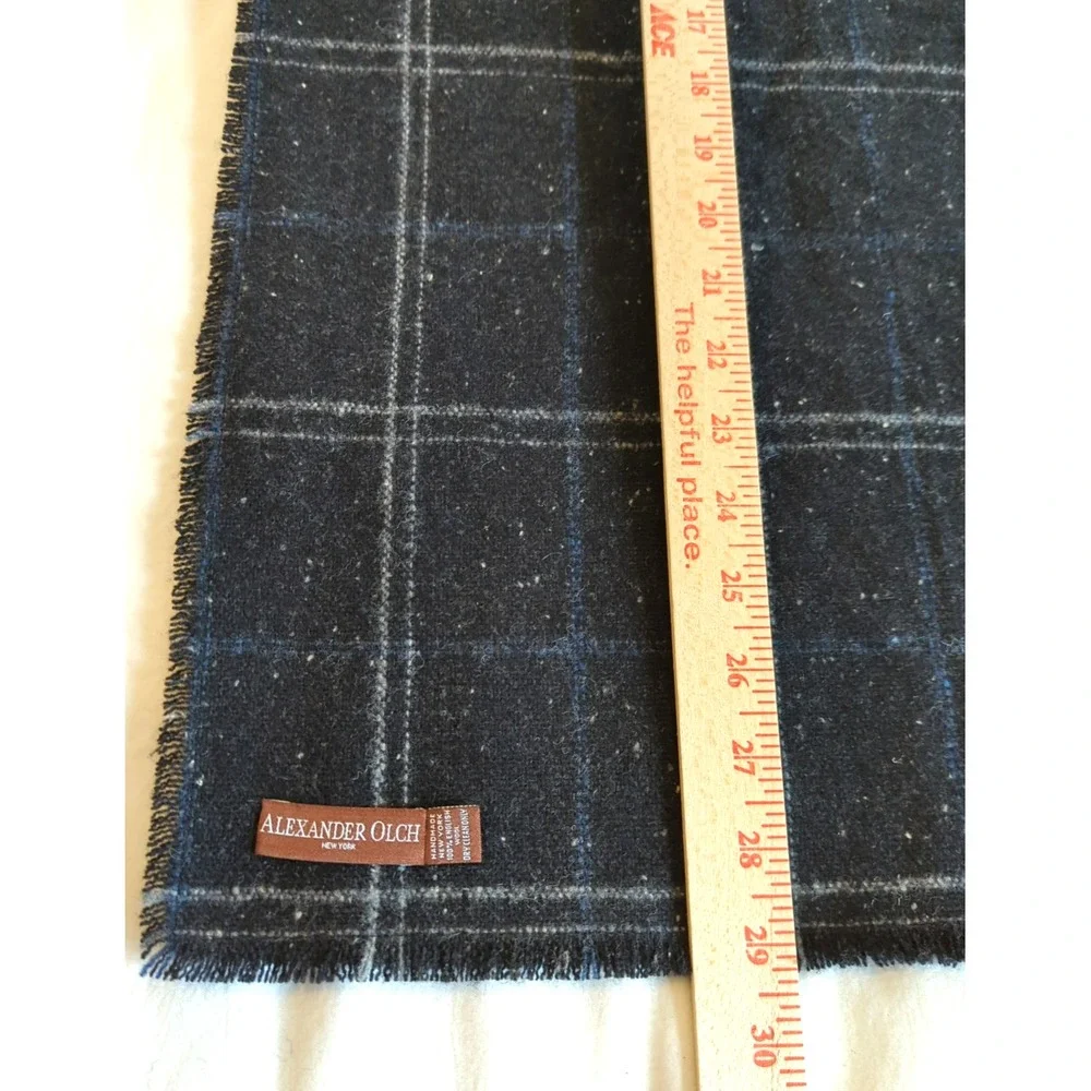 Alexander OLCH New York Scarf Men Handmade English Wool Windowpane Old Money